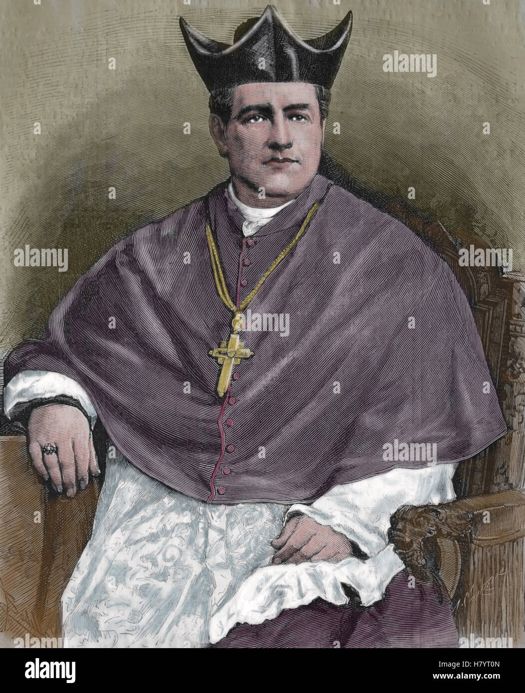 Inocencio Maria Yeregui (1833-1890). Uruguayan cleric. Auxiliary bishop of Montevideo. Engraving, 1882. Stock Photo