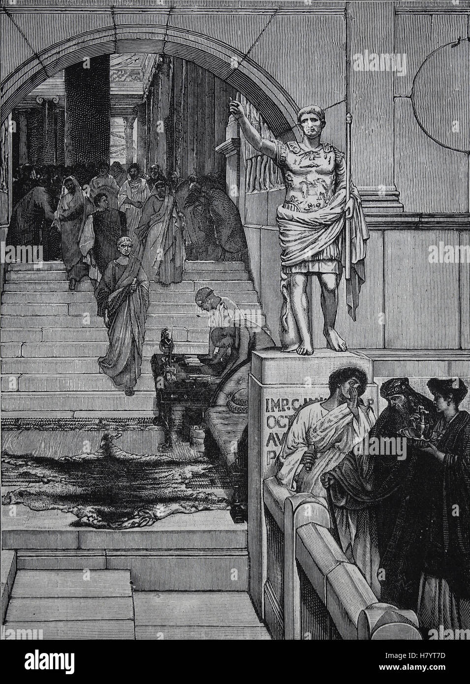 Marcus Vipsanius Agrippa (64 BC-12 BC). Engraving by La Ilustracion Espanola y Americana, 1882. Stock Photo