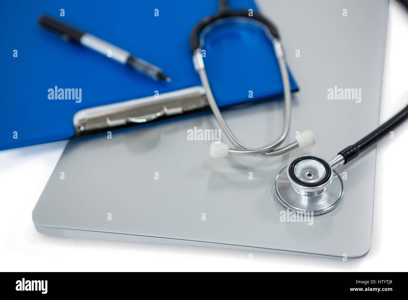 Close-up of stethoscope on laptop Stock Photo - Alamy