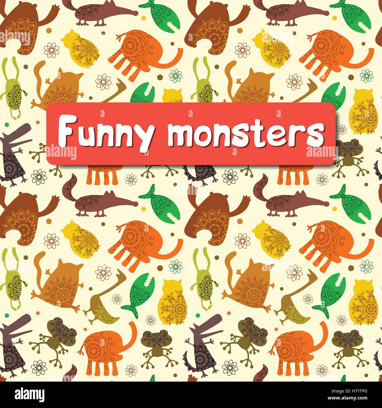 seamless pattern with monsters vector illustration Stock Vector Image ...