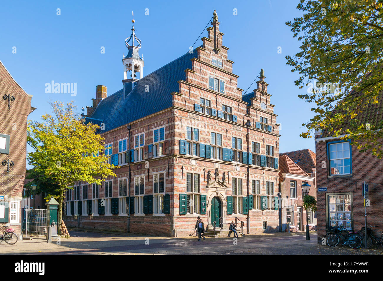 Town hall in Marktstraat street in old town of Naarden, North Holland, Netherlands Stock Photo