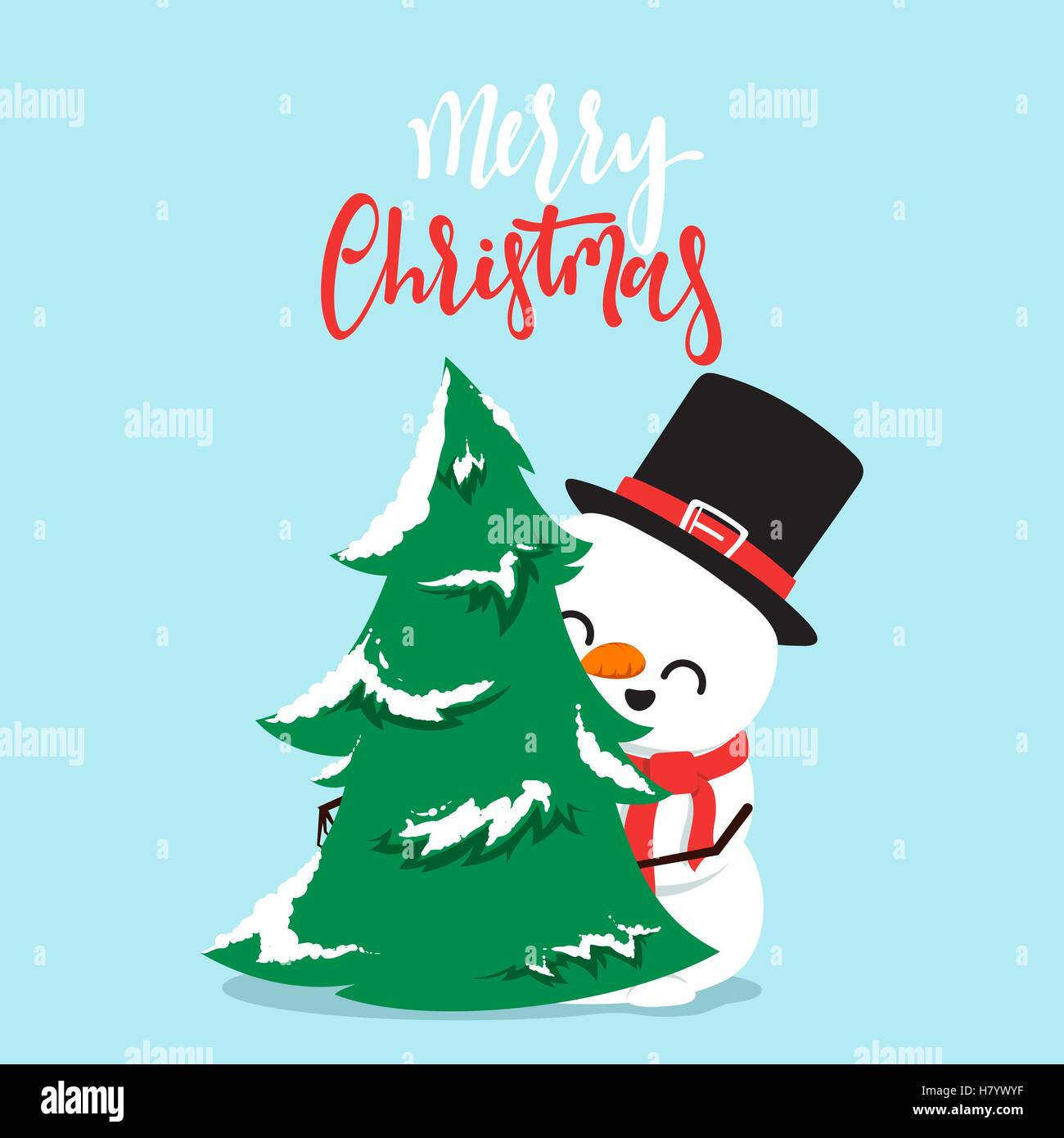 Snowman cartoon character in a flat style. Christmas character cheerful ...