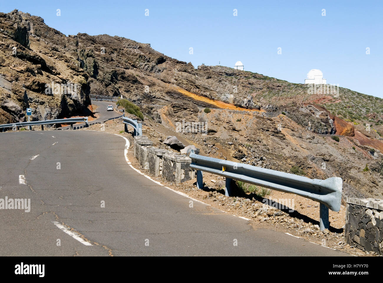 Road to the Observatorio Astrofísico observatory on the Roque de los Muchachos, La Palma, Canary Islands, Spain, Europe Stock Photo