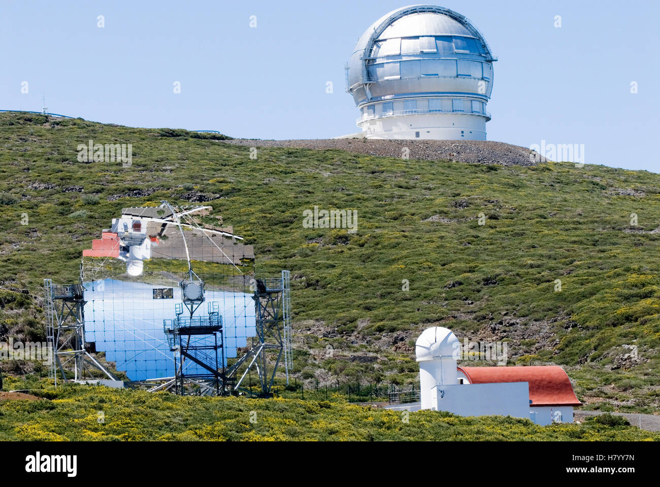 Observatorio Astrofísico, astronomical observatory on the Roque de los Muchachos, La Palma, Canary Islands, Spain, Europe Stock Photo