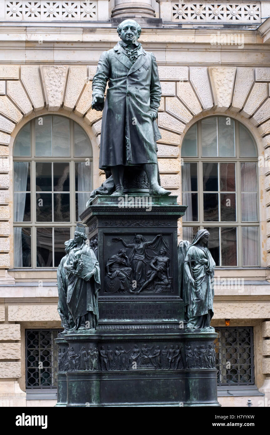 Minister Freiherr vom Stein, statue in front of the Berlin Abgeordnetenhaus House of Representatives, Berlin Stock Photo