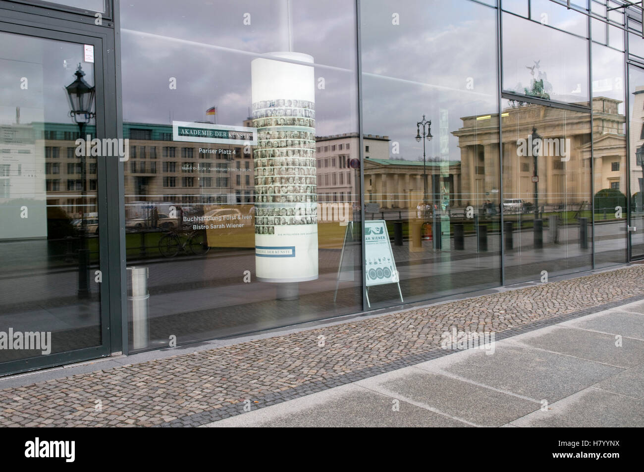 Reflection at the Akademie der Kuenste Academy of Arts, Pariser Platz square, Berlin Stock Photo