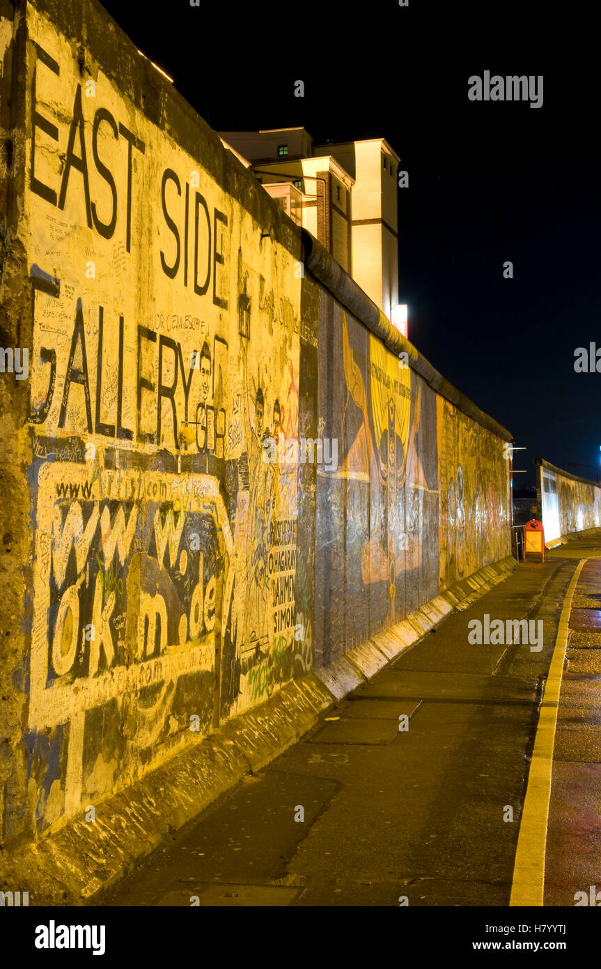 Wall Gallery with remnants of the Berlin Wall, Berlin Stock Photo