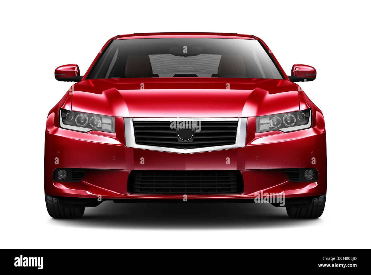 Red generic car - front view Stock Photo