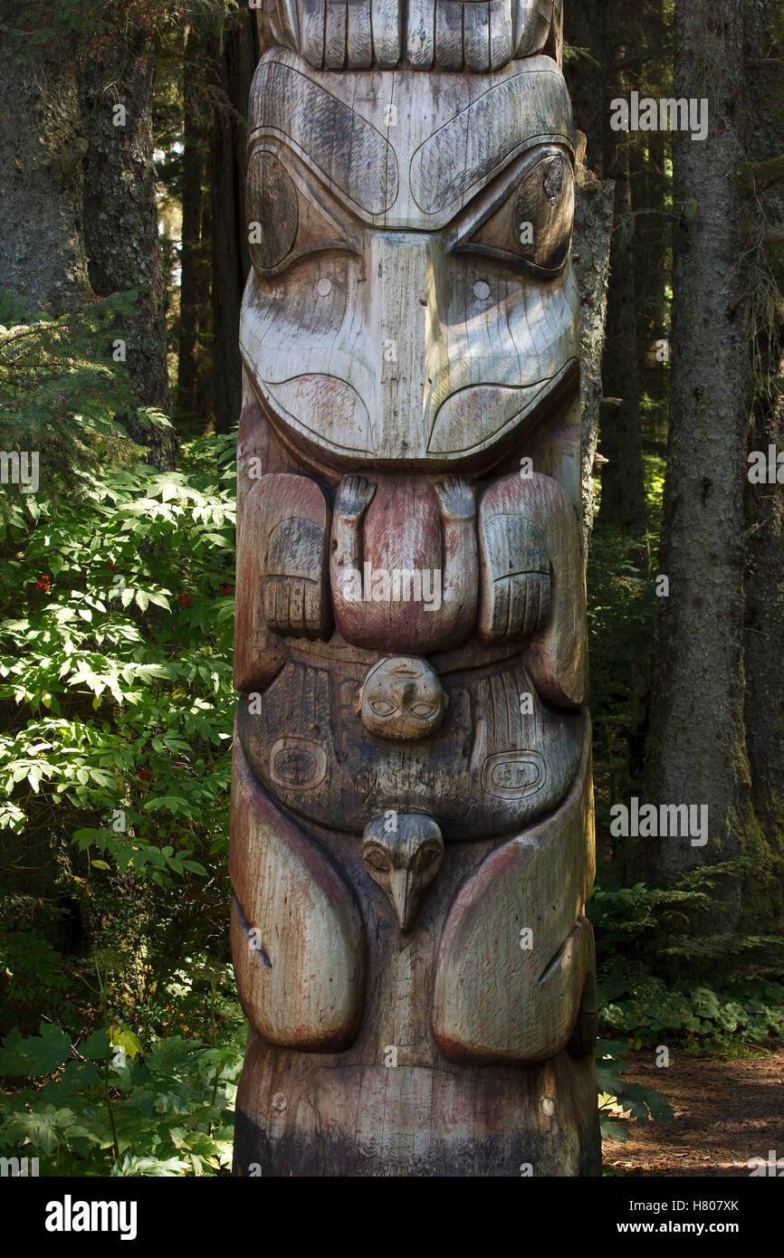 Tlingit totem pole, Sitka National Historical Park, Alaska Stock Photo ...