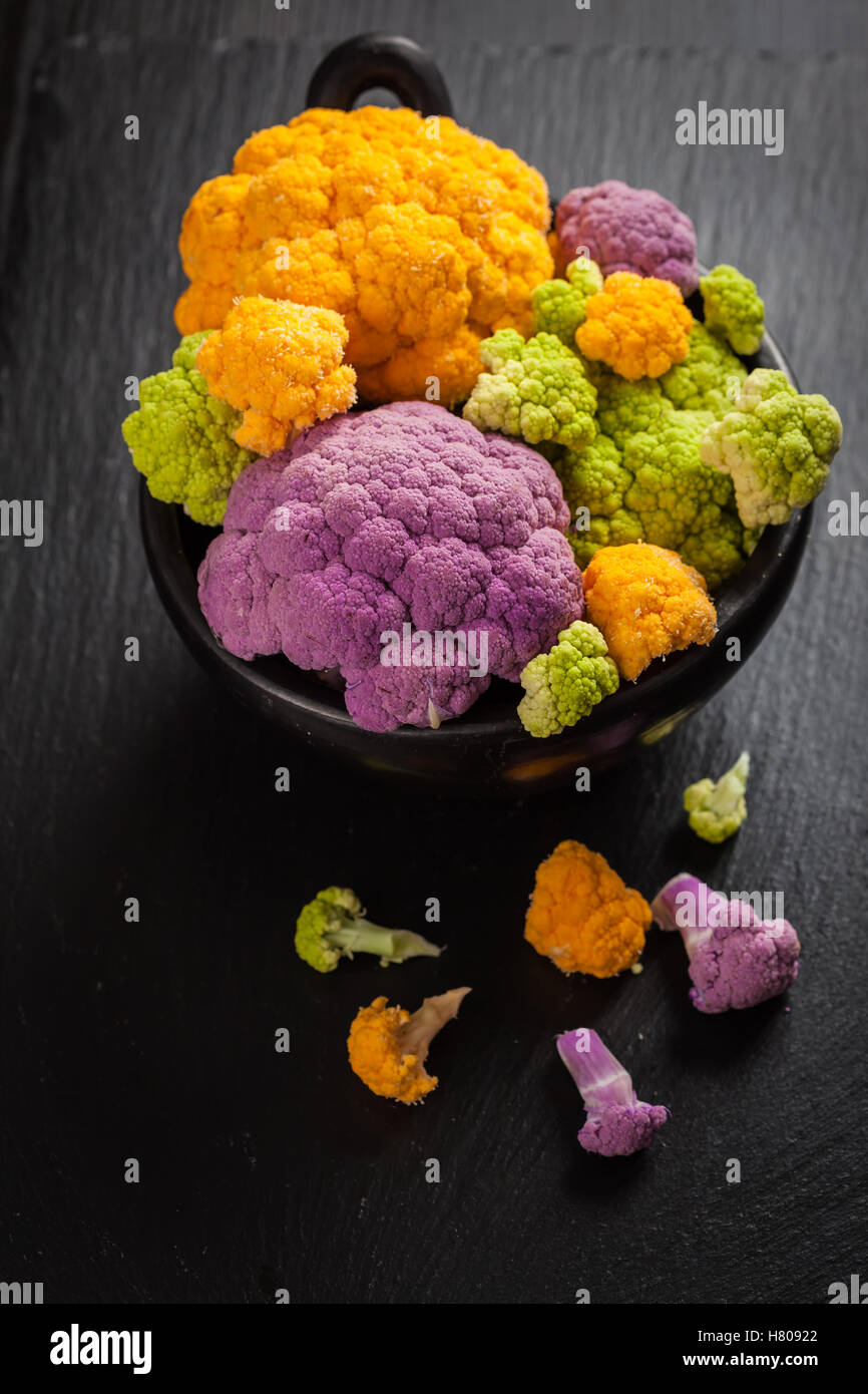 Assortment of organic cauliflower from local market Stock Photo - Alamy