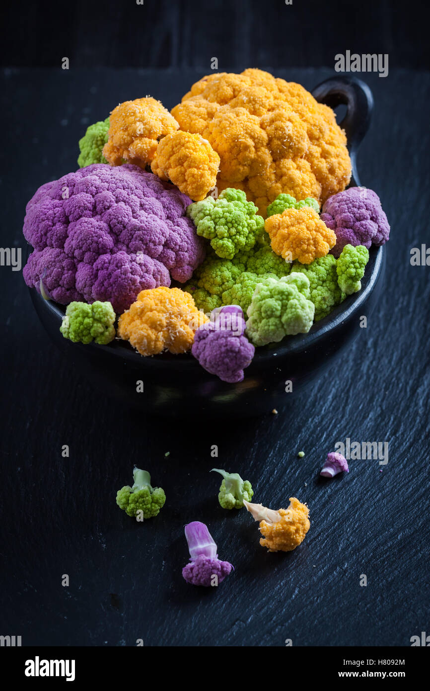 Assortment of organic cauliflower from local market Stock Photo - Alamy