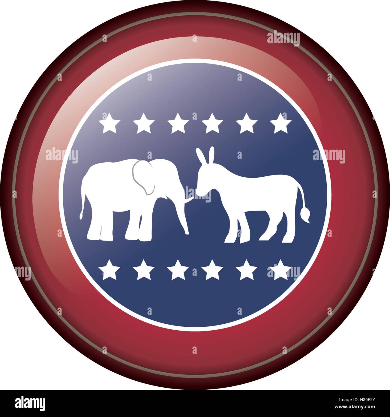 Donkey and elephant inside seal stamp icon. Vote president election ...