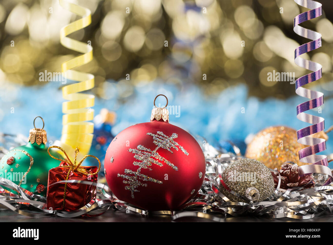 Christmas And New Years Holidays Decorations With Glitter Background Christmas And New Years Holidays Decorations With Glitter Background