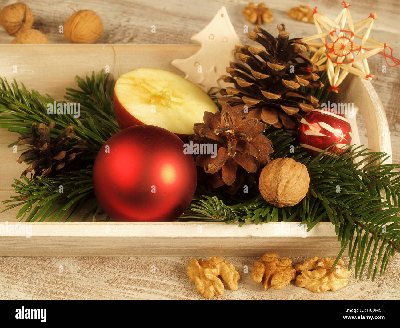 Christmas still life with apple Stock Photo - Alamy