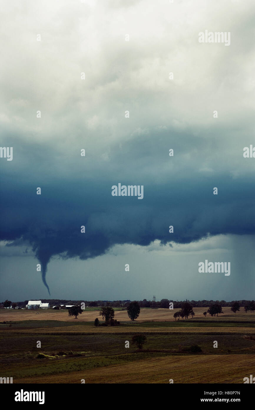 Tornado touching down Stock Photo