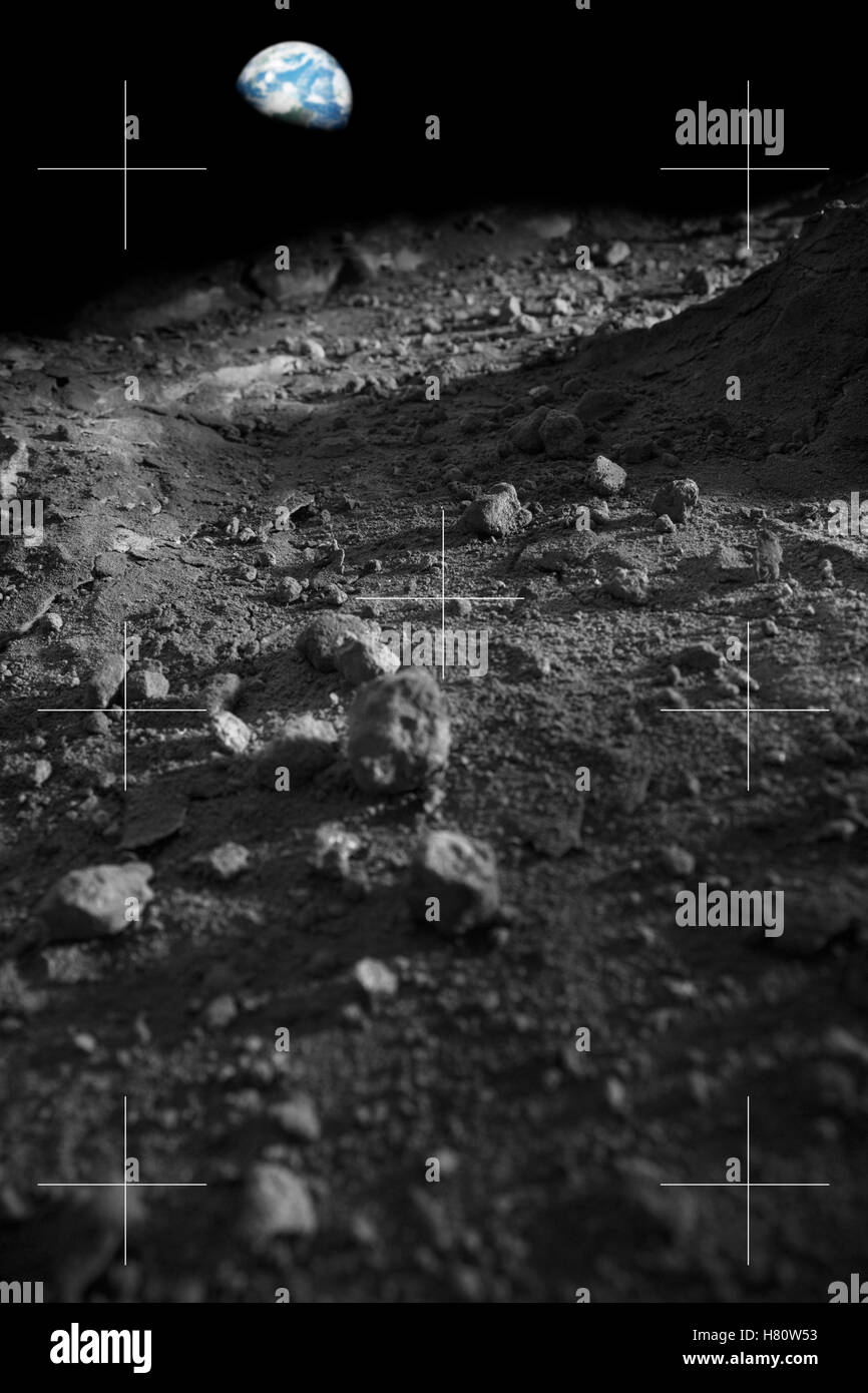 Picture of earth from the moons surface Stock Photo - Alamy