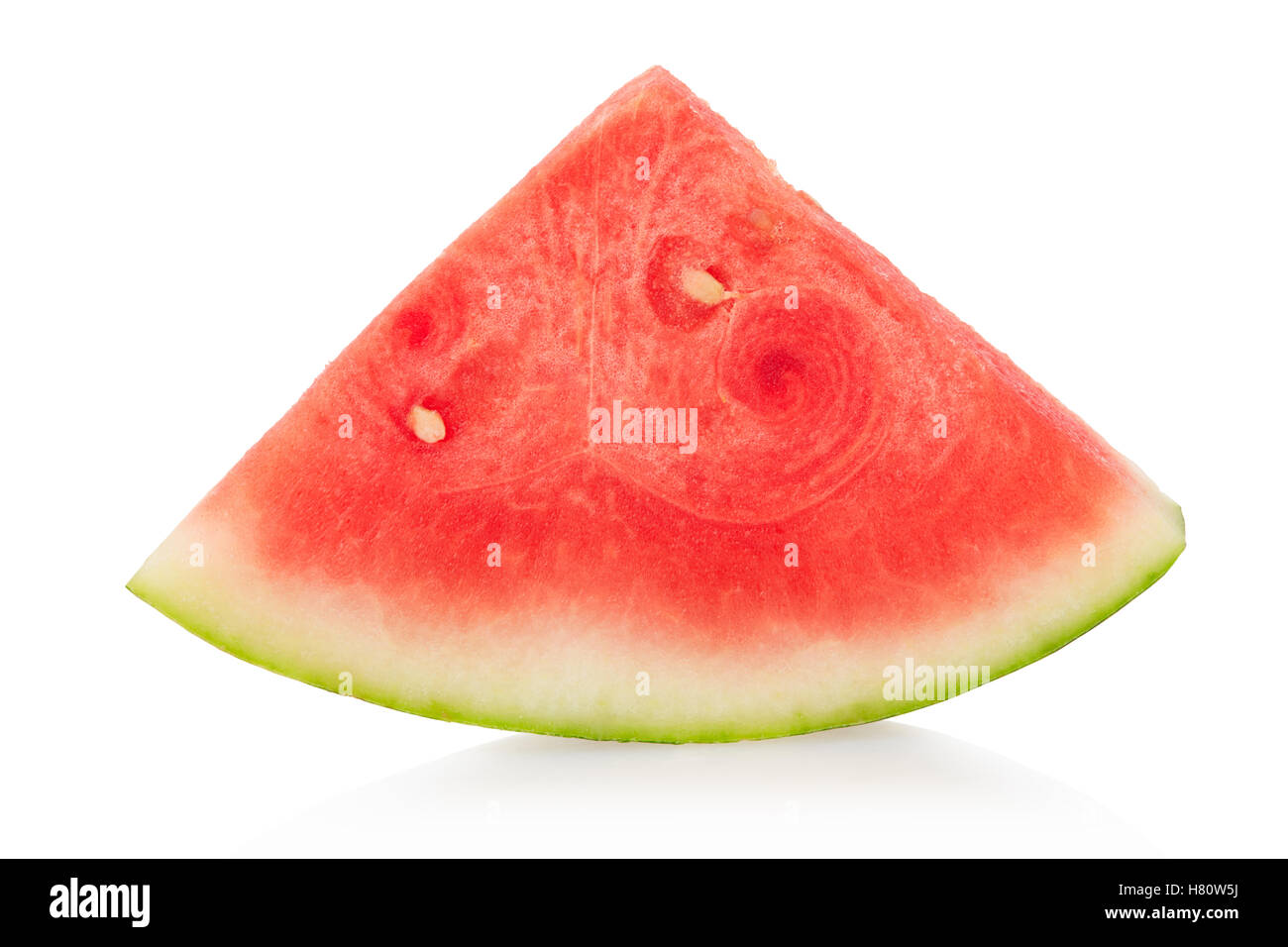 Watermelon triangular slice on white, clipping path included Stock Photo