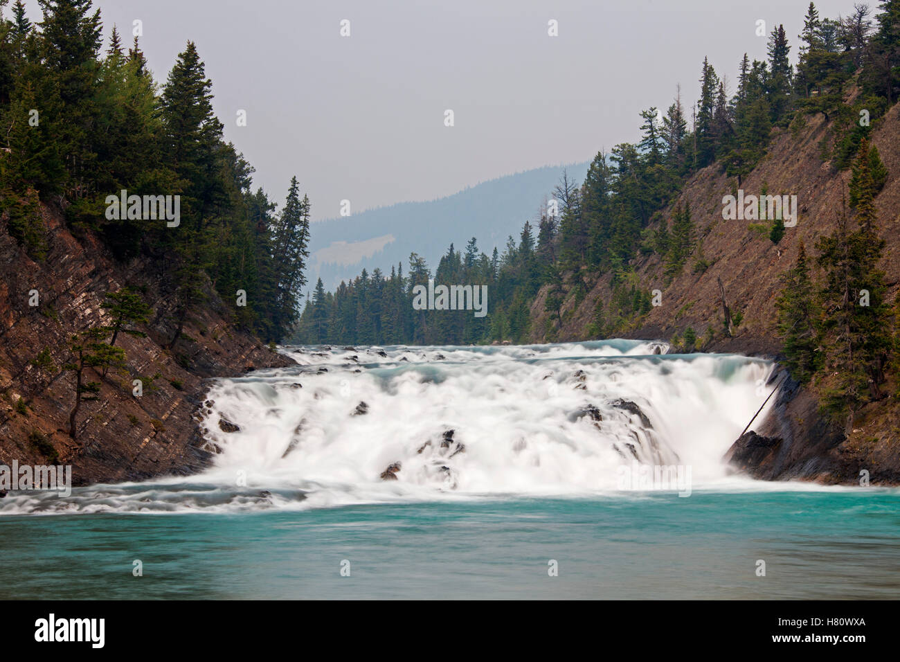 Bow Falls near Banff, major waterfall on the Bow River, Alberta, Canada Stock Photo
