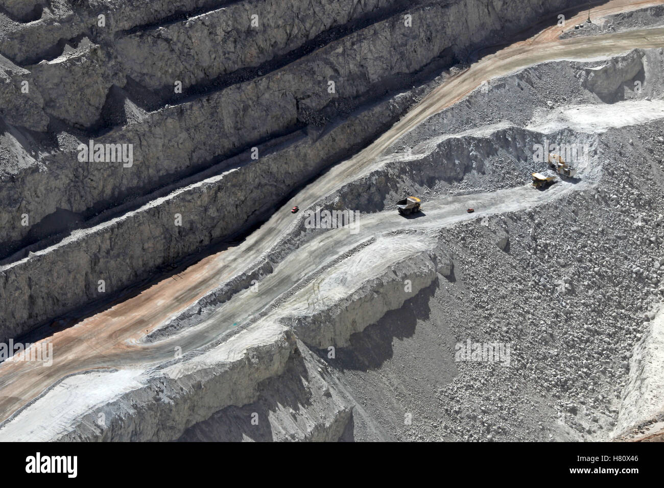 Chuquicamata, the world's biggest open pit copper mine with its trucks