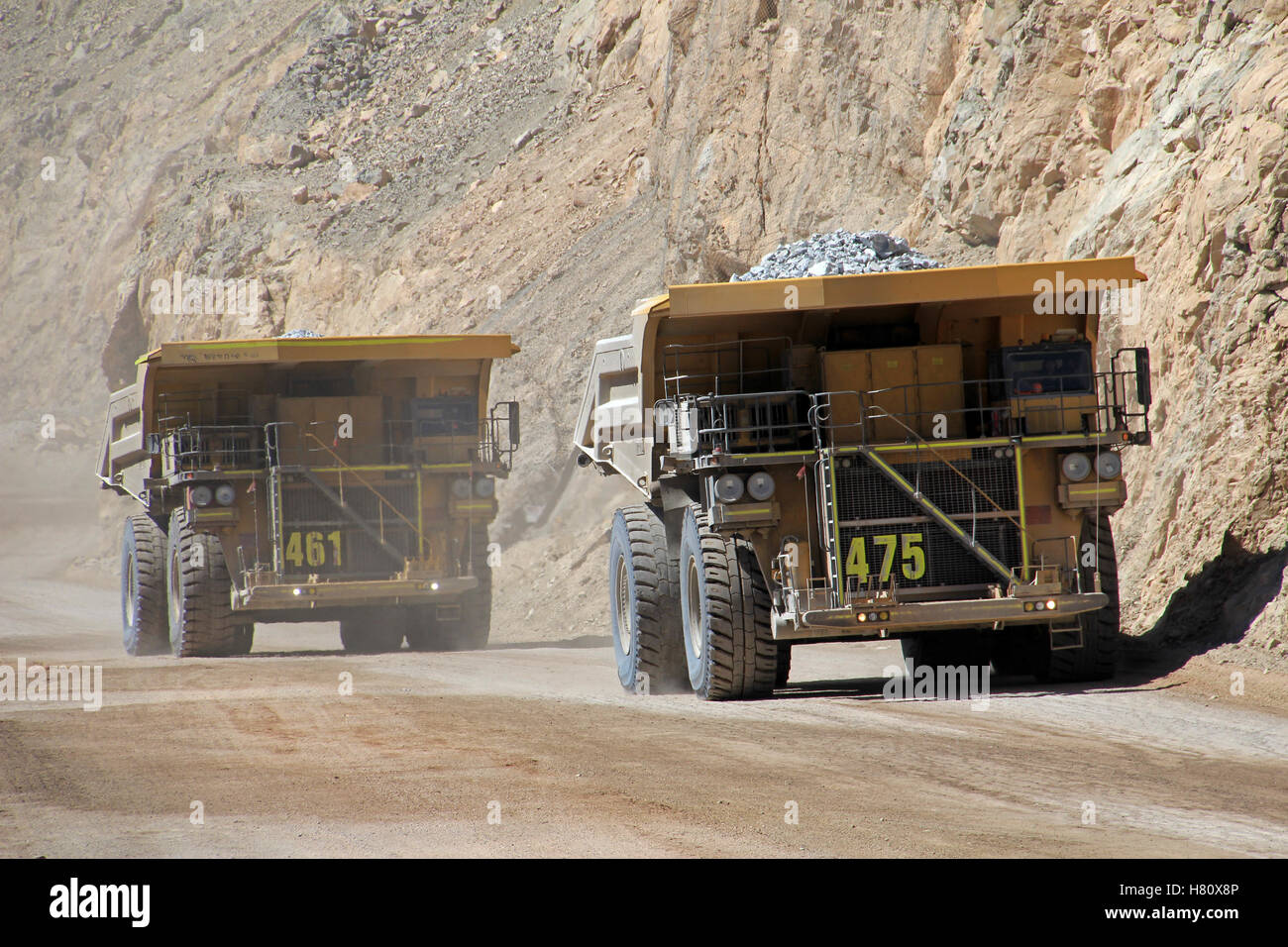 The huge trucks at Chuquicamata, the world's biggest open pit copper