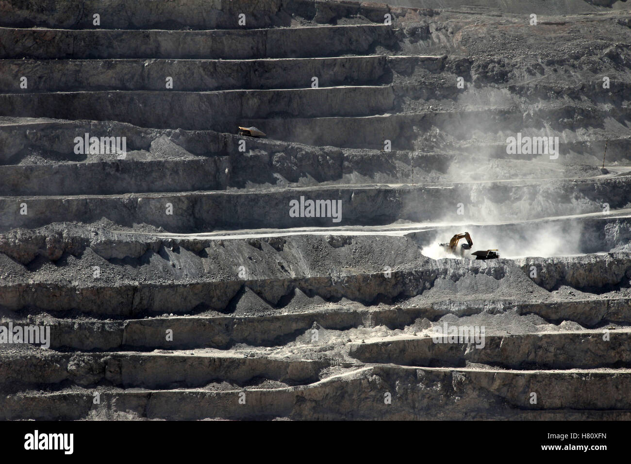 Chuquicamata, the world's biggest open pit copper mine with its trucks