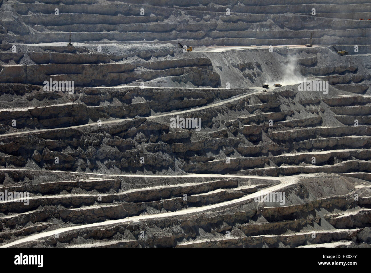 Chuquicamata, the world's biggest open pit copper mine with its trucks