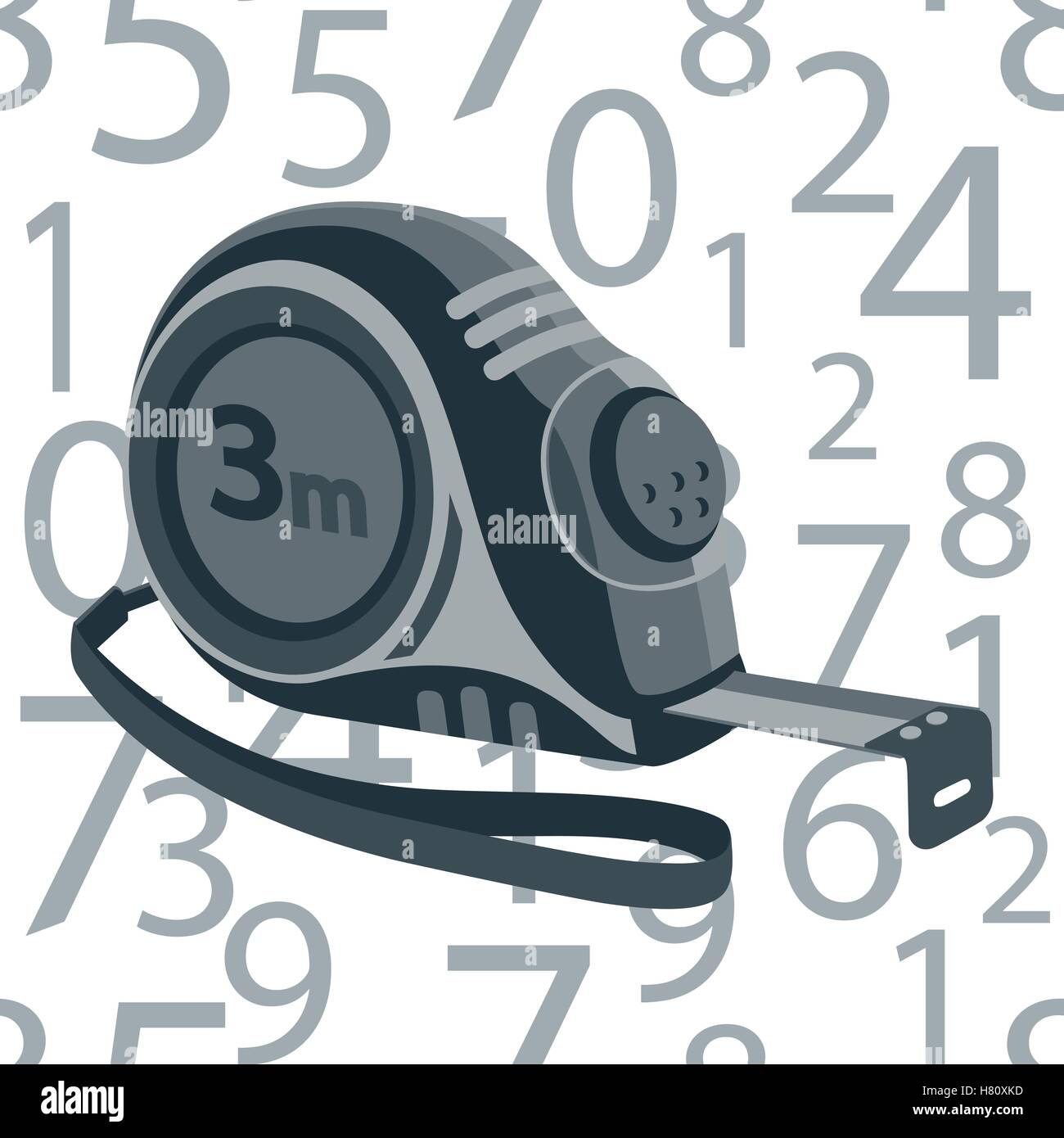 Tool measuring tape. Construction roulette seamless pattern numbers