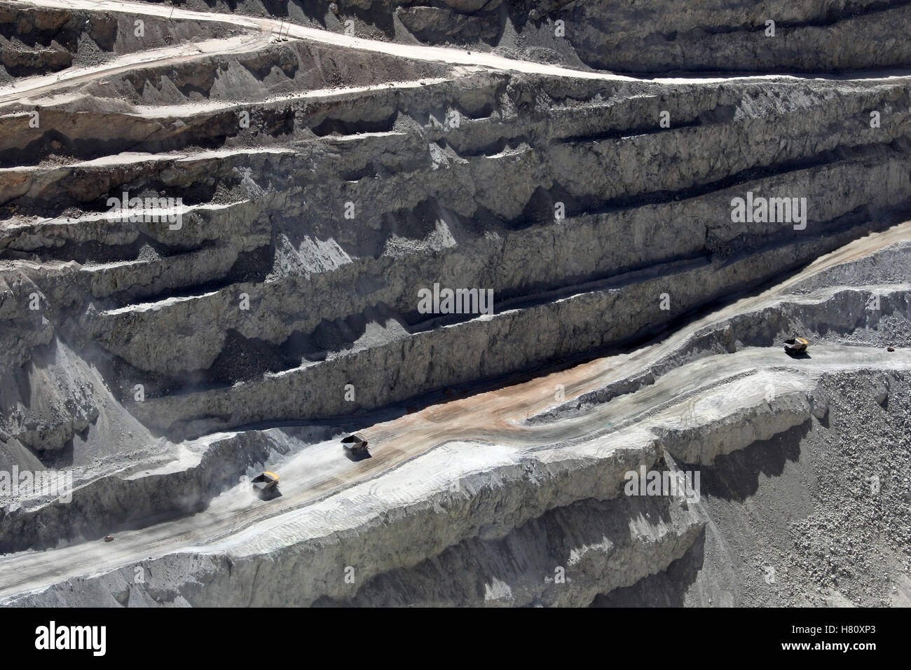 Chuquicamata, the world's biggest open pit copper mine with its trucks