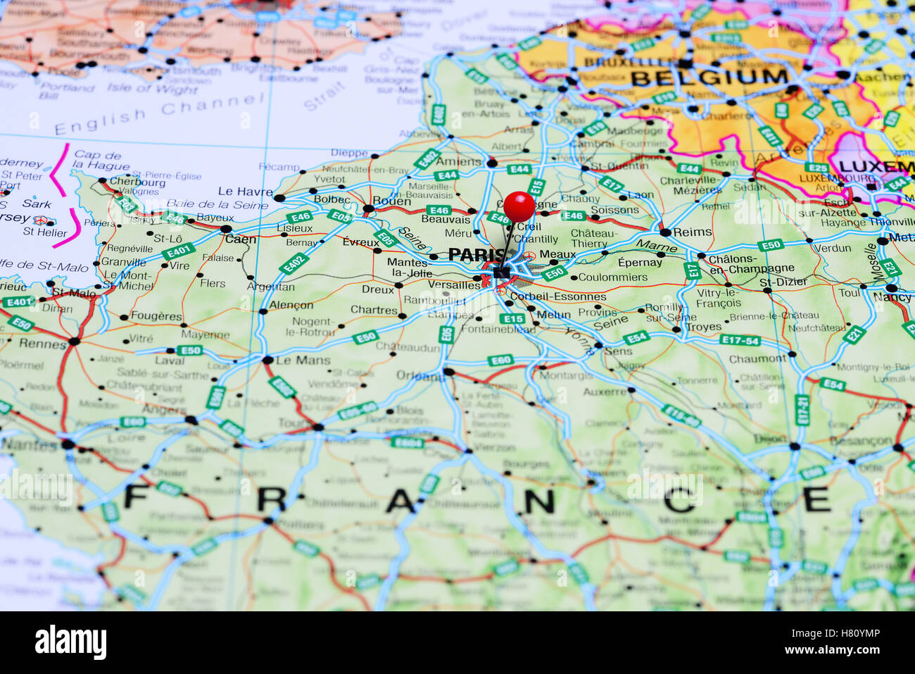 Map Of France With Paris Marked Paris Pinned On A Map Of France Stock Photo - Alamy