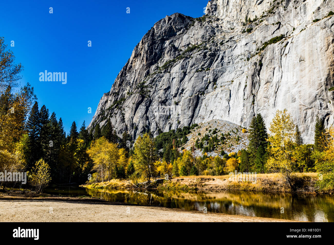 The Merced river in the fall of 2016 at Yosemite National Park California USA Stock Photo