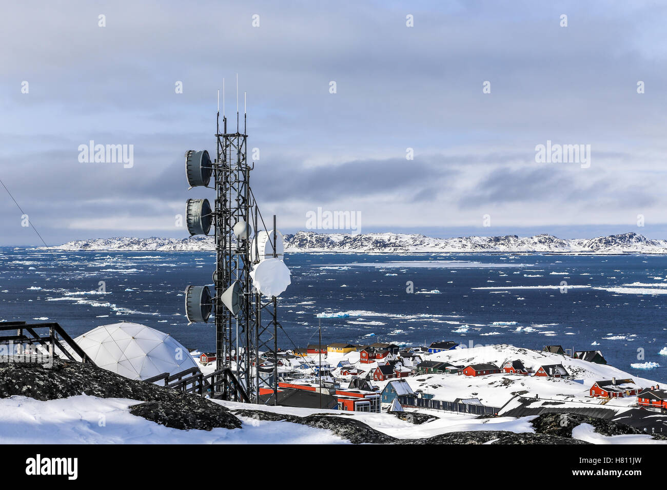Arctic station and Nuuk city view, Greenland Stock Photo