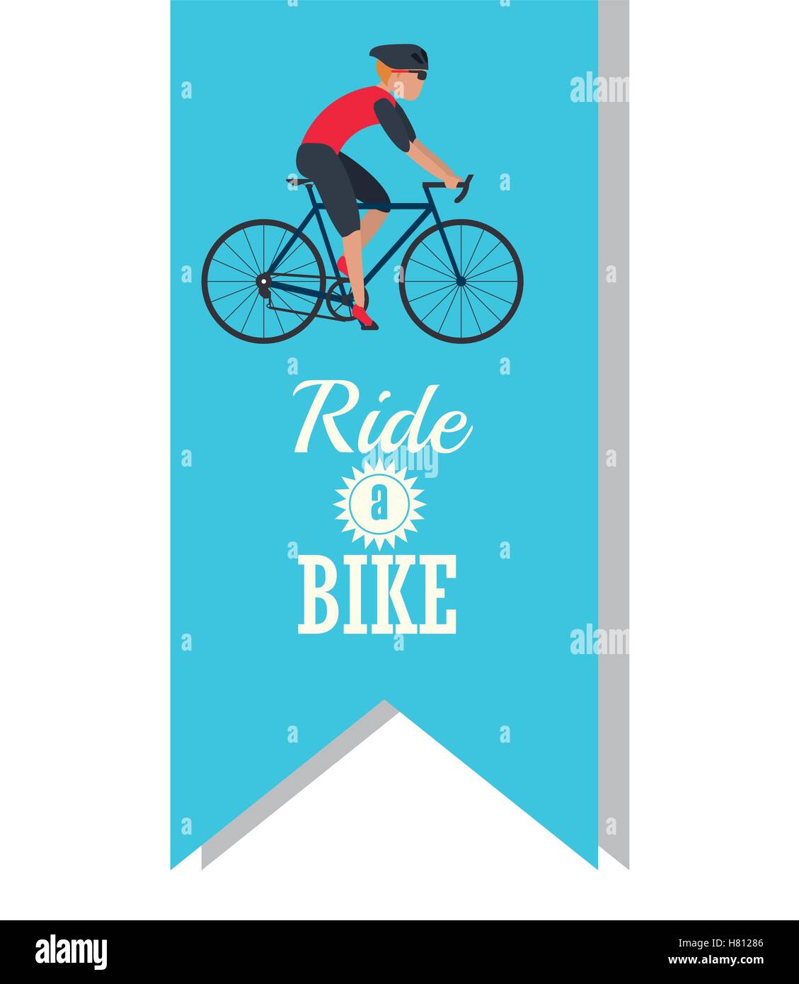 Man riding bike inside ribbon design Stock Vector Image & Art - Alamy