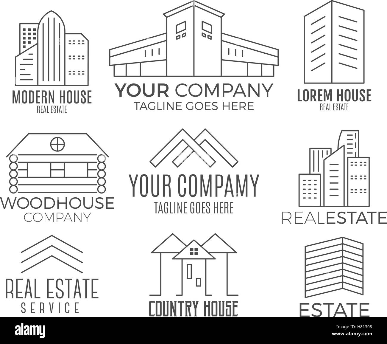 Set of vector house logo designs, real estate icon suitable for info ...