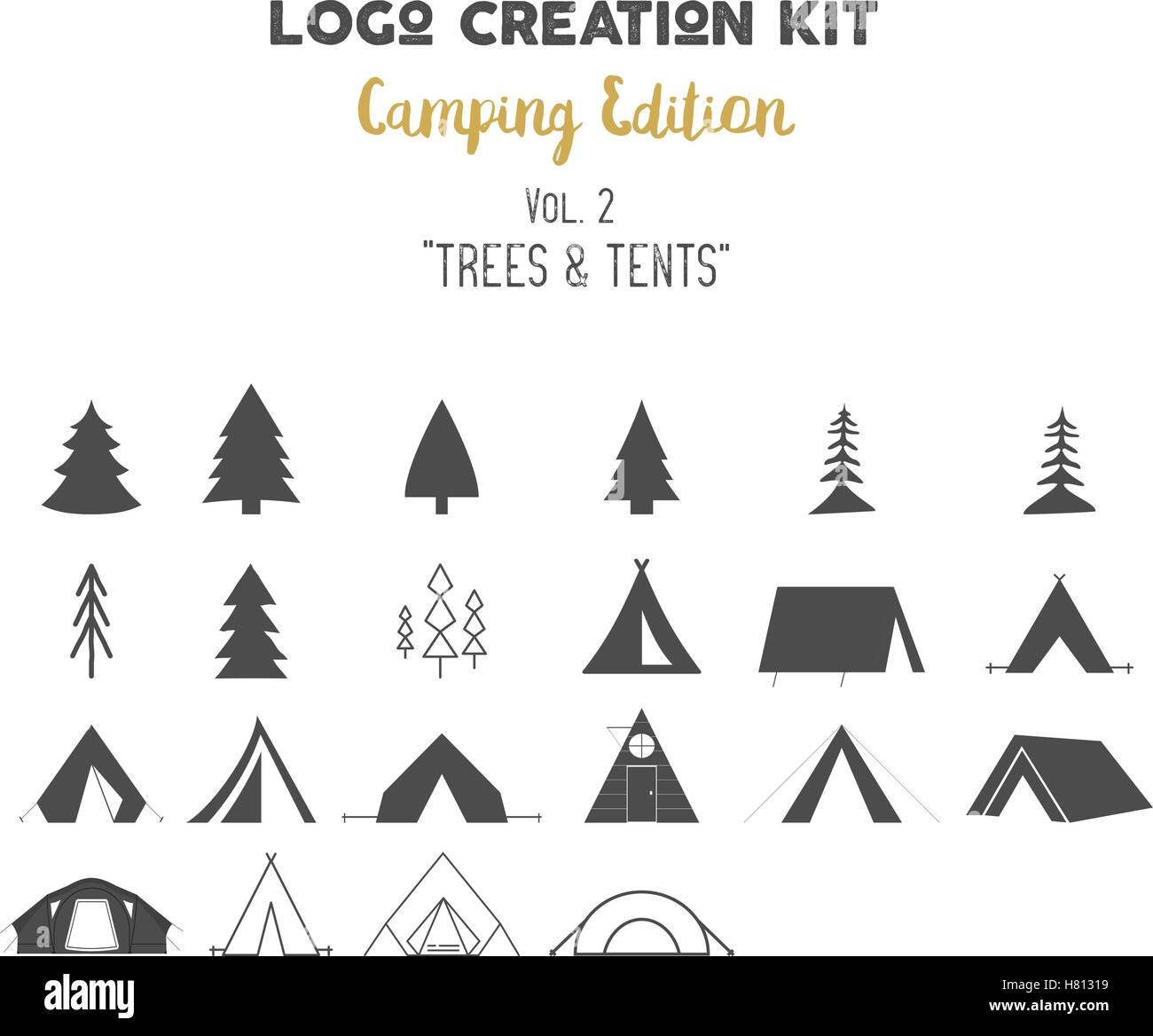 Download Logo Creation Kit Bundle Camping Edition Set Trees Vector Shapes And Tents Elements Create Your Own Outdoor Label Wilderness Retro Patch Adventure Vintage Badges Hiking Stamps Travel Emblems Stock Vector Image