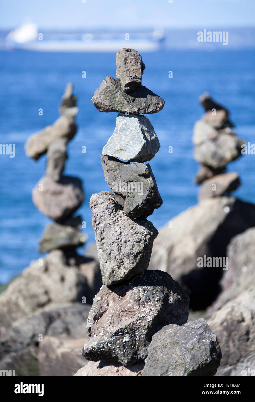 Stone towers on the beach hi-res stock photography and images - Alamy