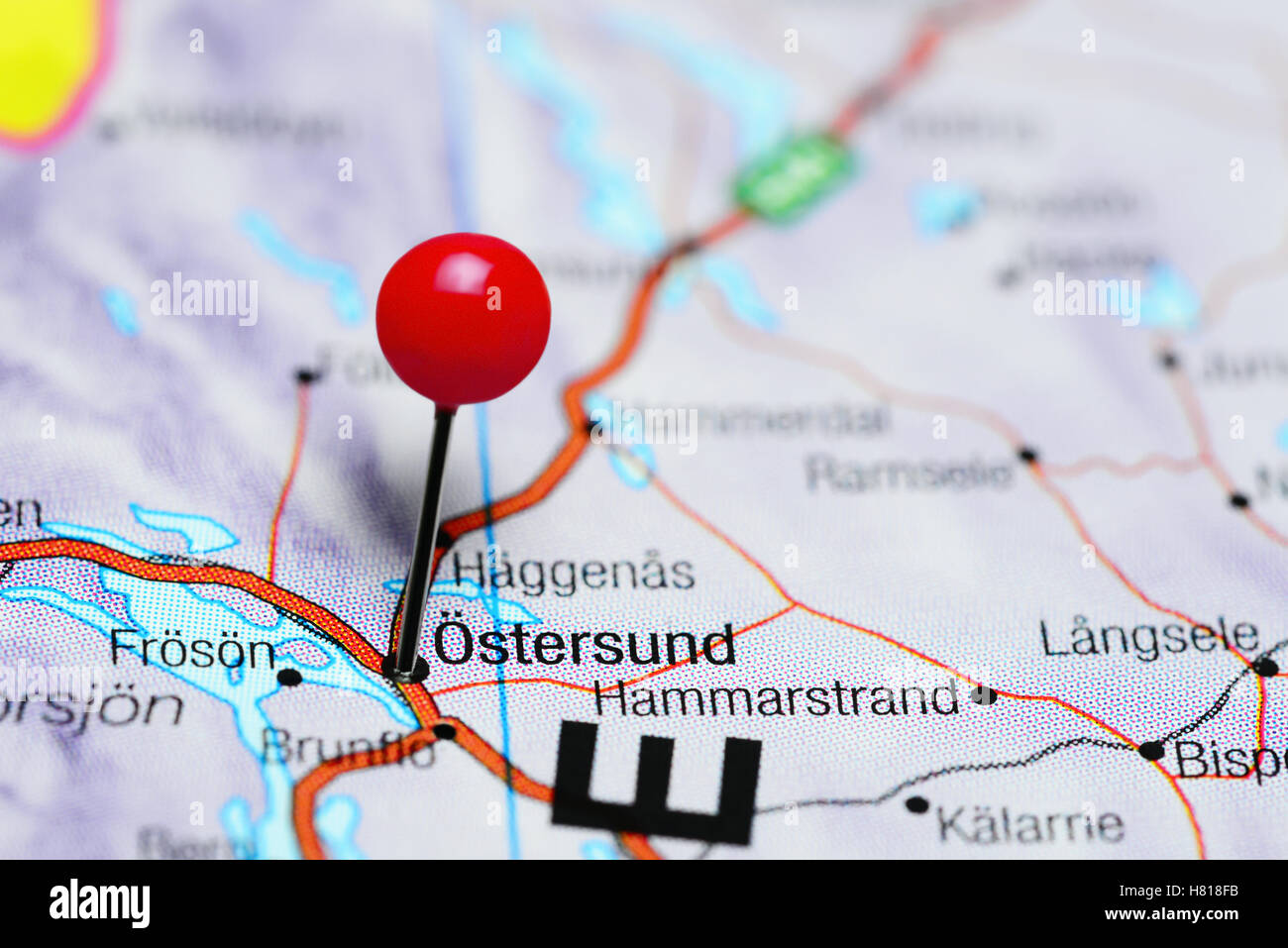 Ostersund pinned on a map of Sweden Stock Photo Alamy