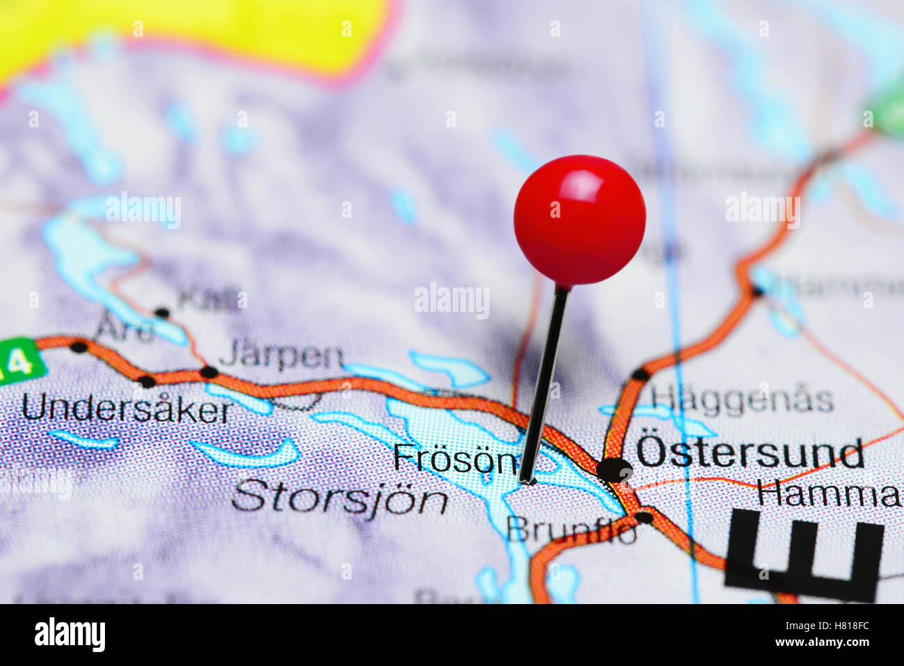 Froson pinned on a map of Sweden Stock Photo - Alamy