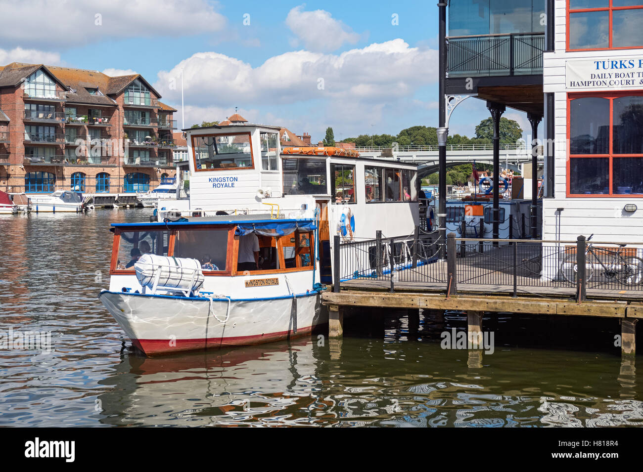 Boat cruises on the river Thames in Kingston upon Thames, England United Kingdom UK Stock Photo