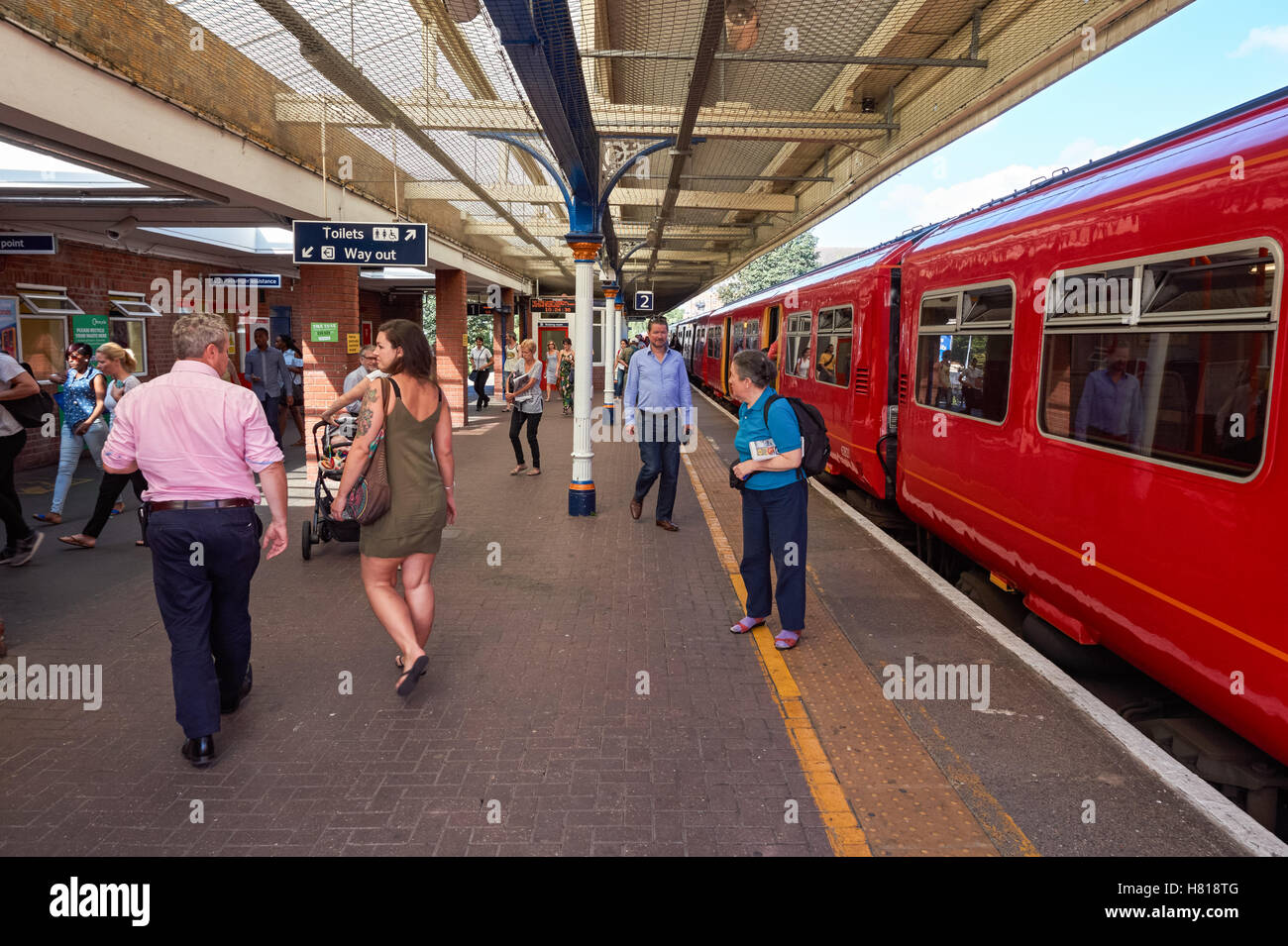 Passengers at Kingston railway station in Kingston upon Thames, England United Kingdom UK Stock Photo