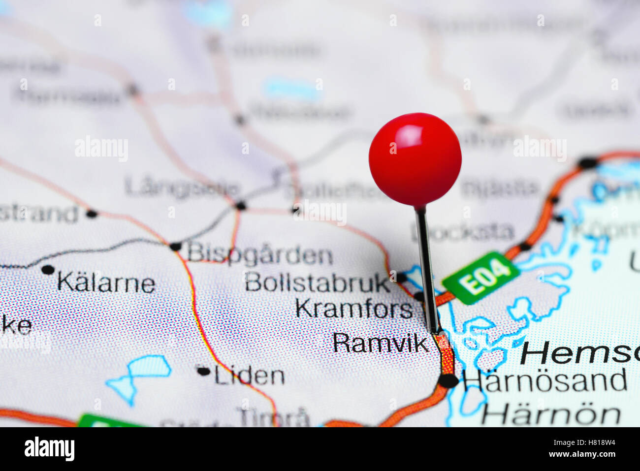 Ramvik pinned on a map of Sweden Stock Photo