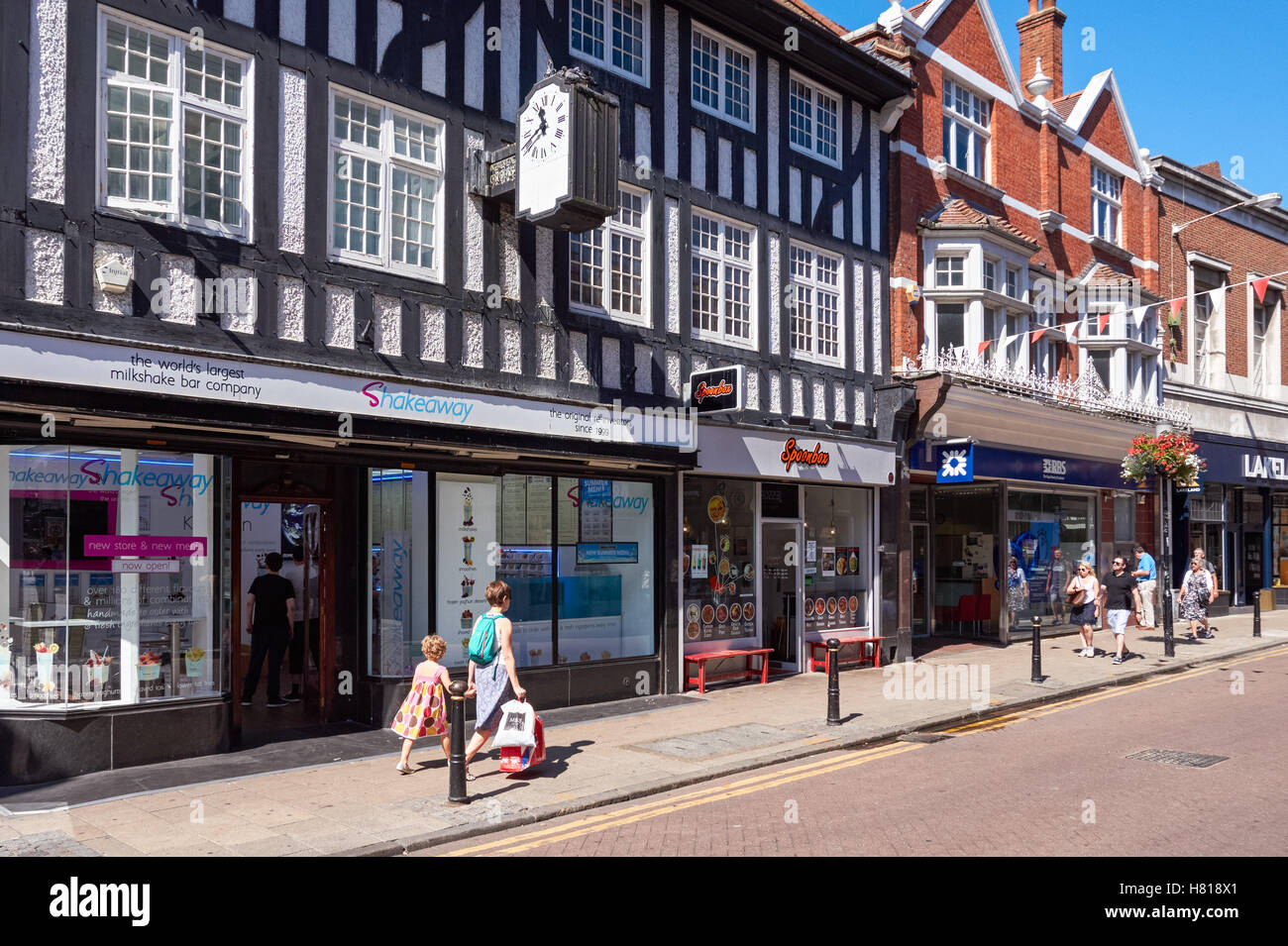 Shops on Thames Street in Kingston upon Thames, England United Stock