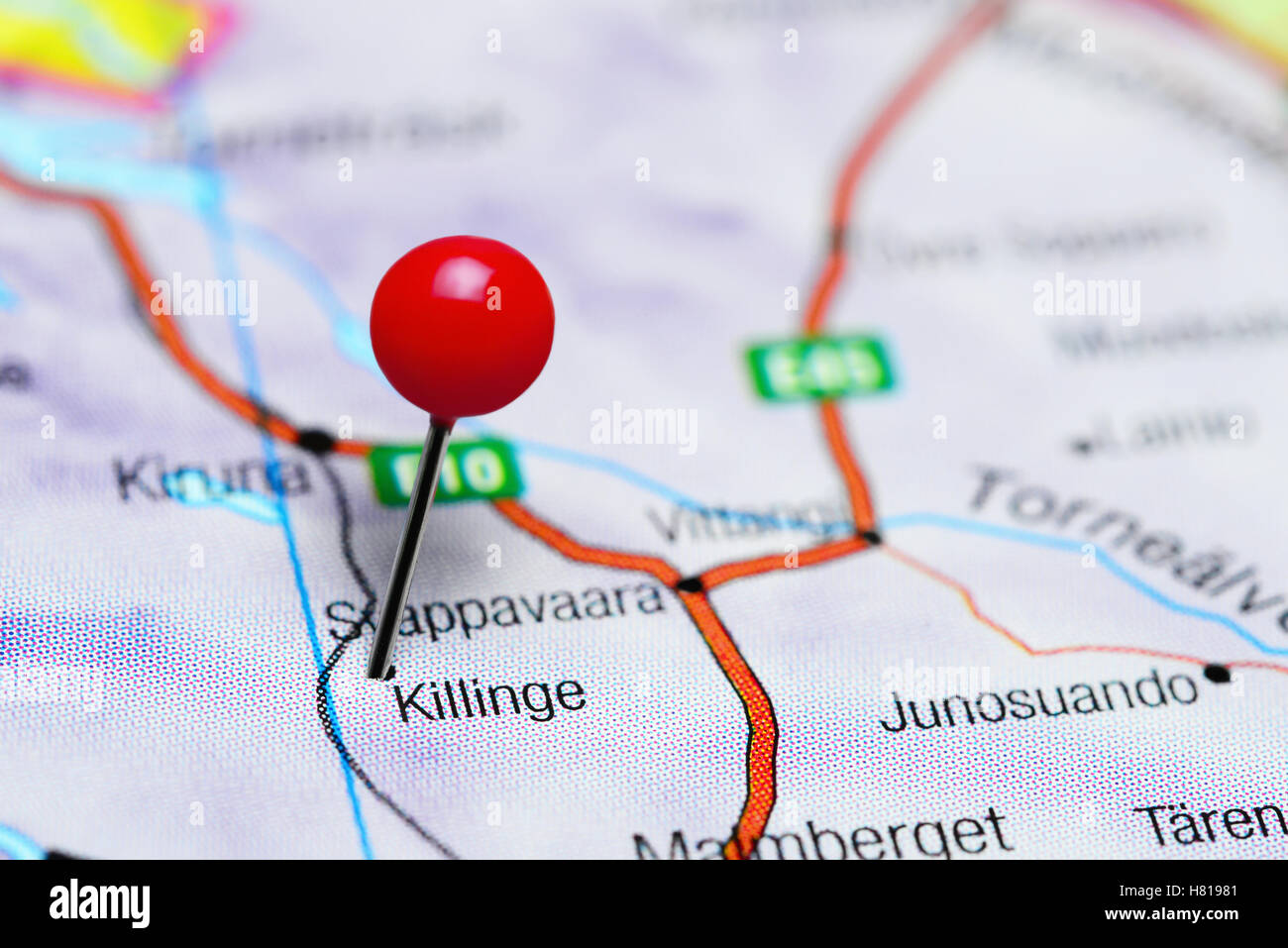 Killinge pinned on a map of Sweden Stock Photo