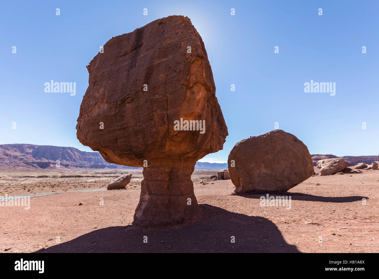 Balanced rock in Glen Canyon National Recreation Area near Page, Arizona. Stock Photo