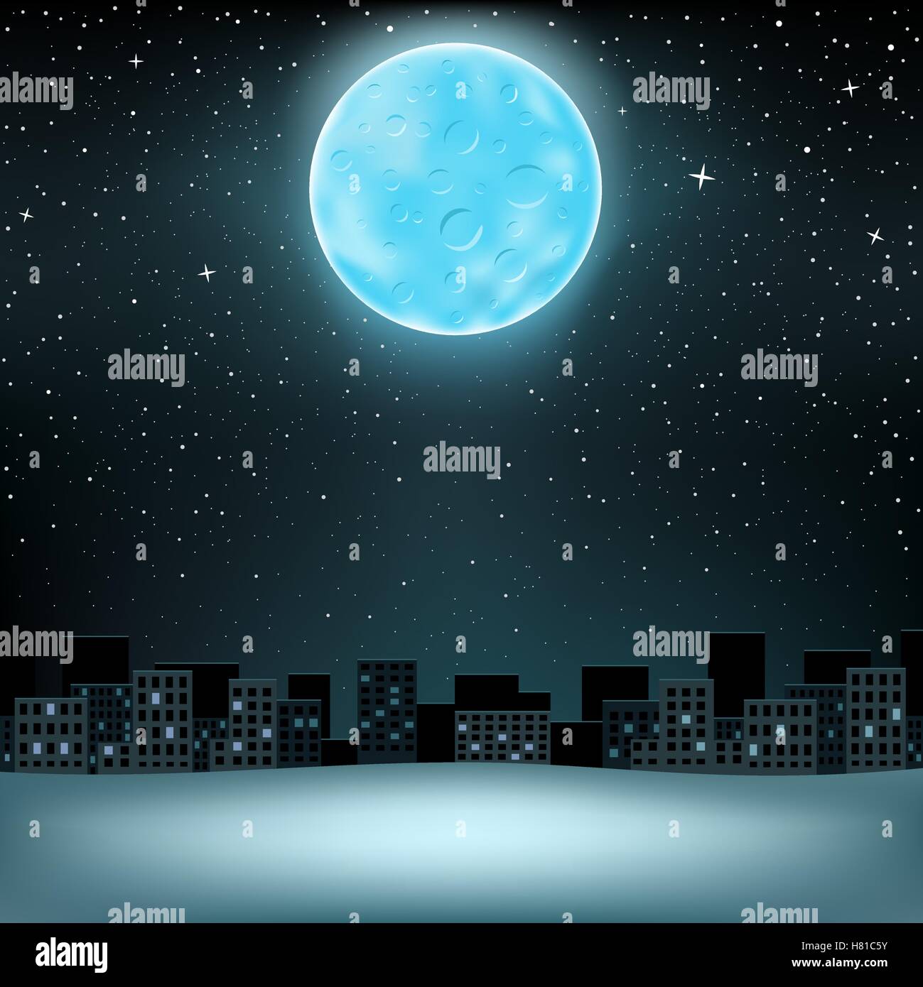 big blue moon over city Stock Vector Image & Art Alamy