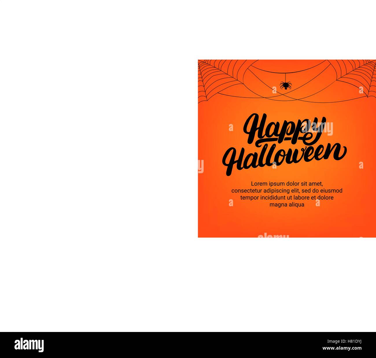 Happy Halloween hand written lettering card with spider and cobweb ...