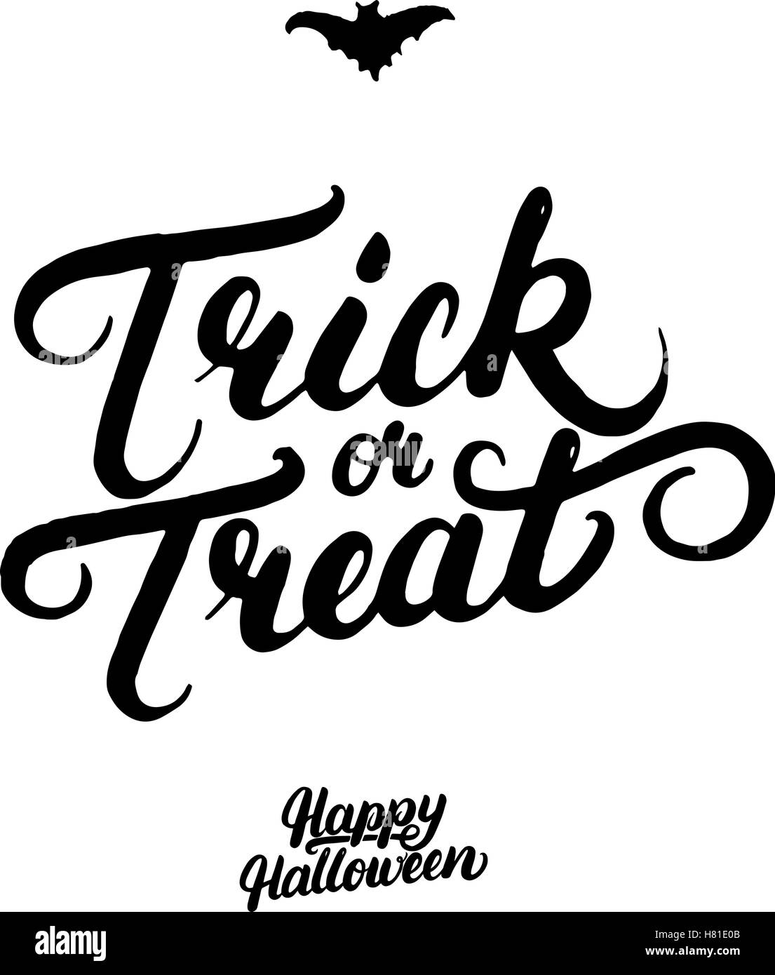Trick or treat hand written lettering. Modern brush calligraphy.  Inspirational quote for Halloween card, poster. Isolated on whi Stock  Vector Image & Art - Alamy