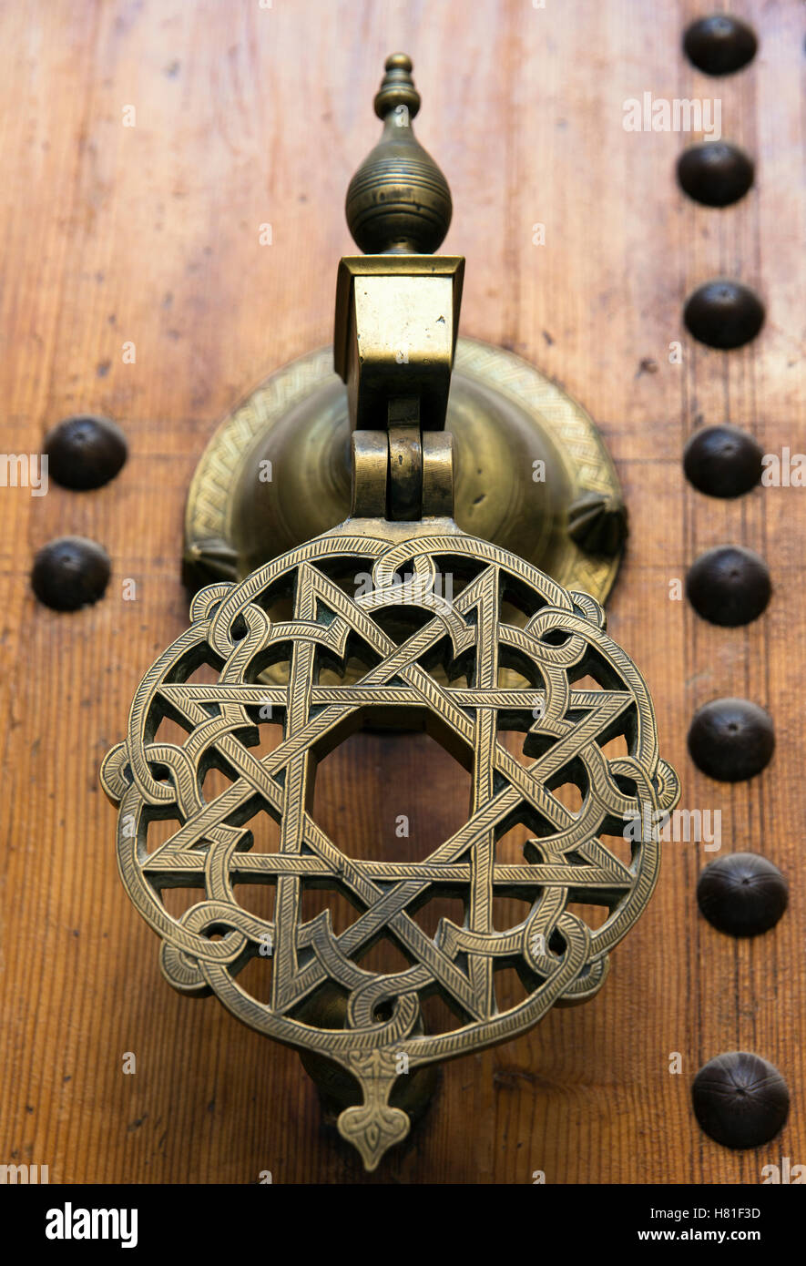 Morocco, brass ornate door knocker Stock Photo Alamy