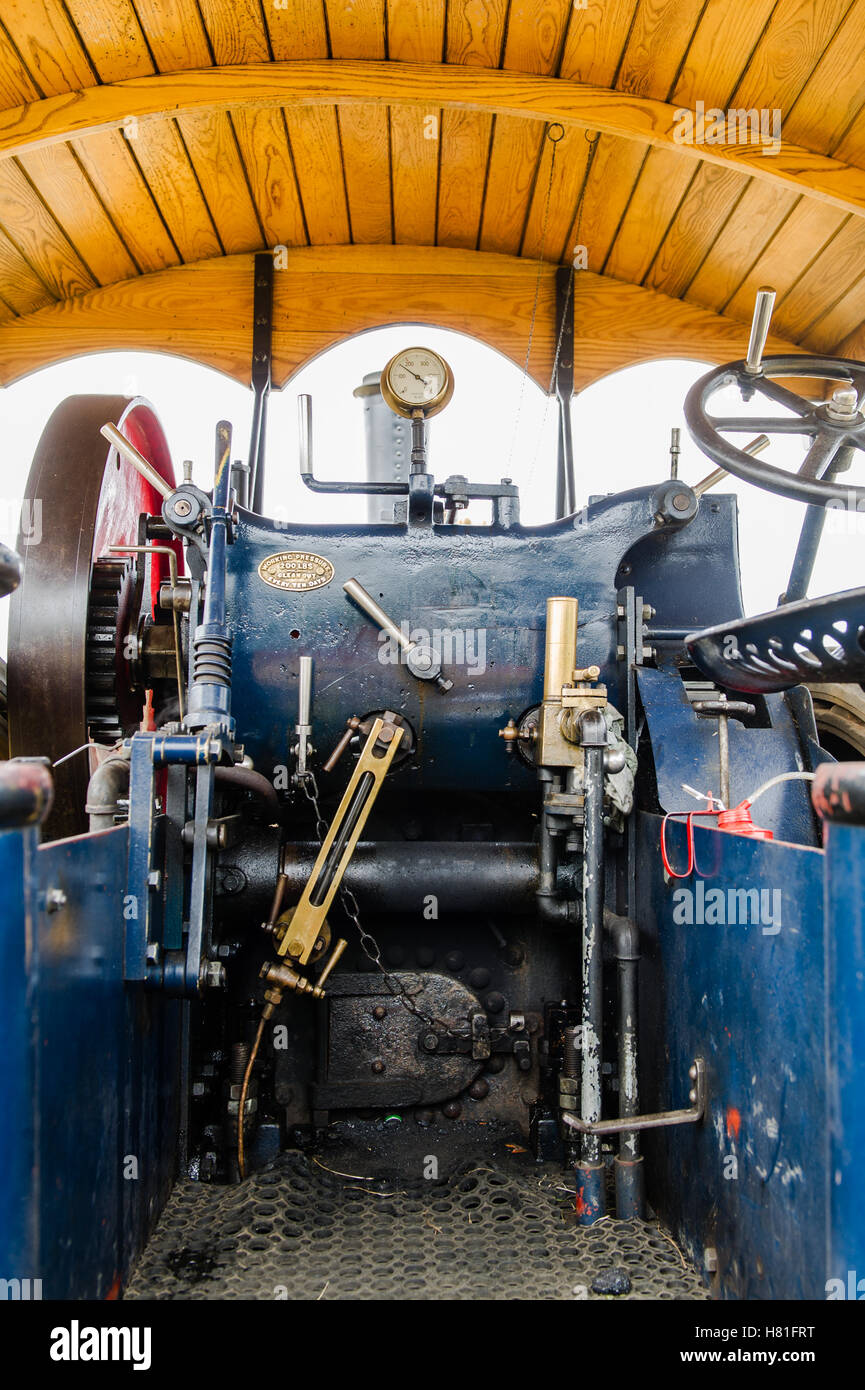 The interior of a 1917 McLaren Steam Road Loco steam engine. Stock Photo