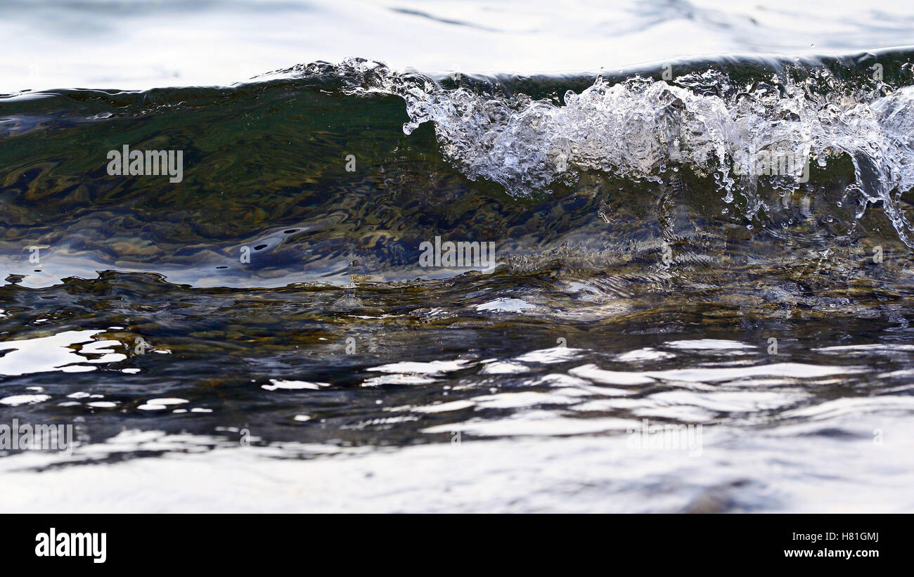 Calm sea or lake waves breaking on shore as background resource Stock Photo