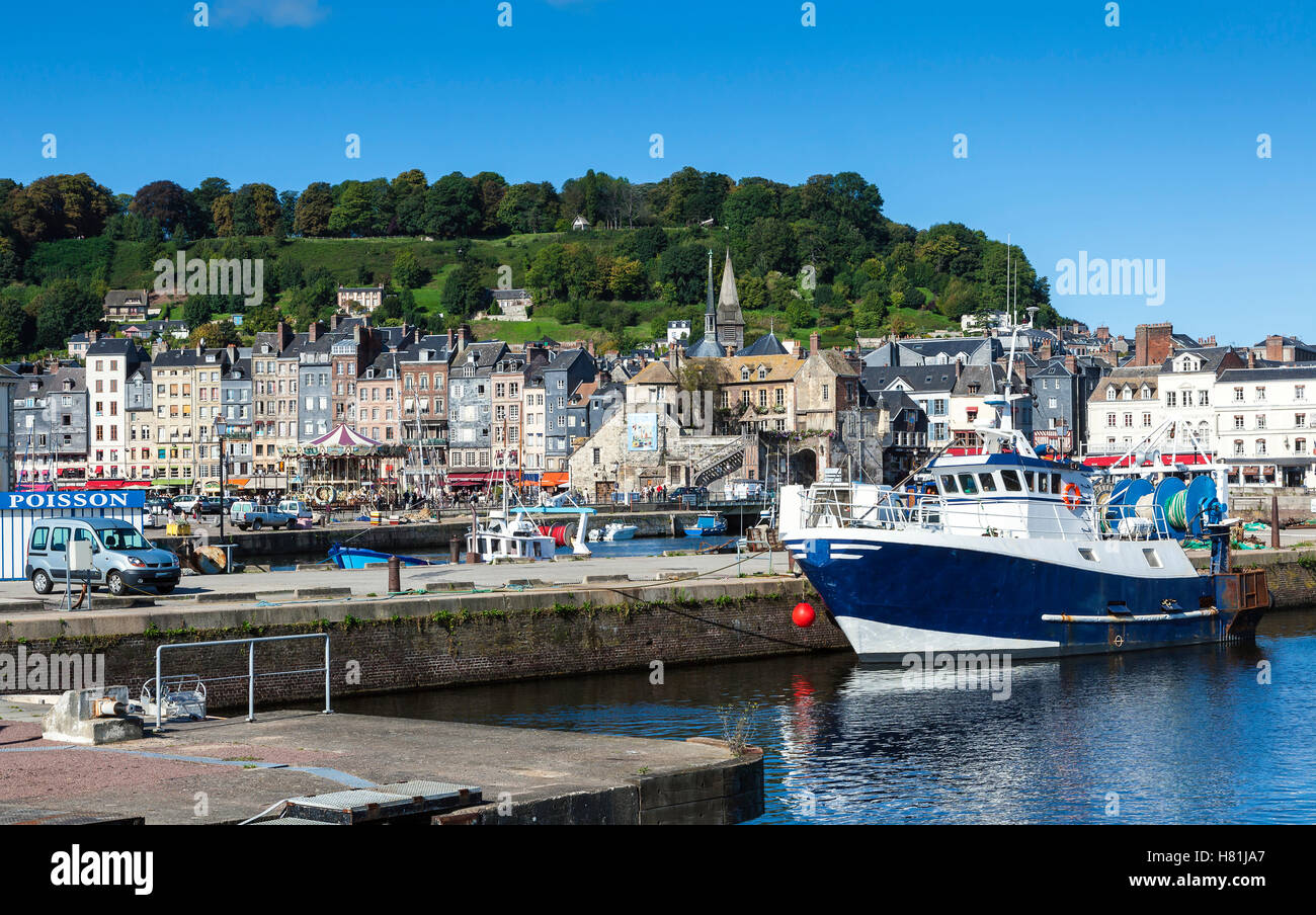 Honfleur, The old Port of Honfleur with its fishing boats, yachts and ...